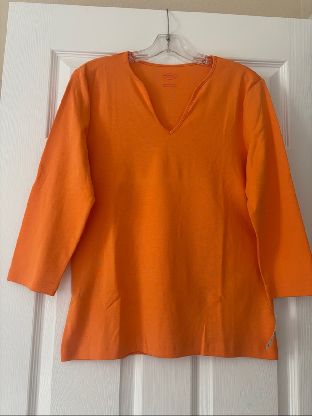 Talbots Bright Orange V-Neck Long Sleeve Top - Picture 10 of 12